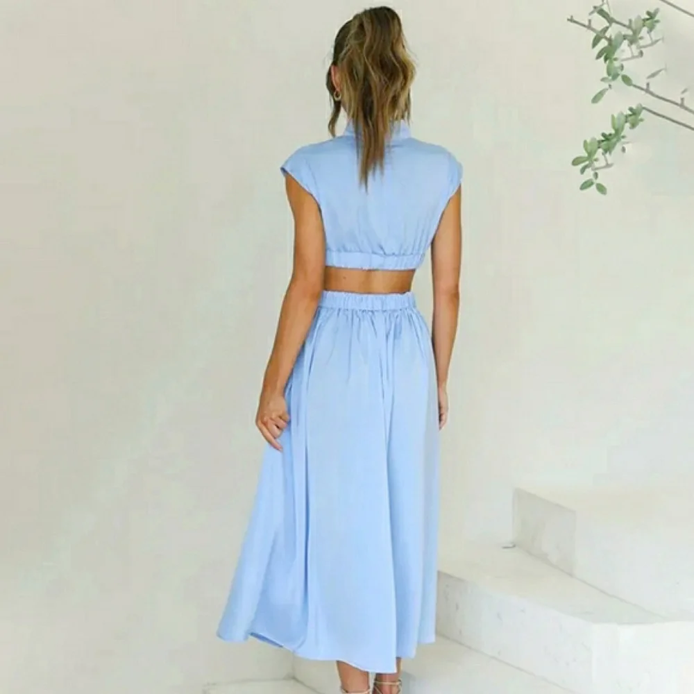 Mock Neck Cap Sleeve Cutout Midi Maxi Dress - Picture 3 of 9